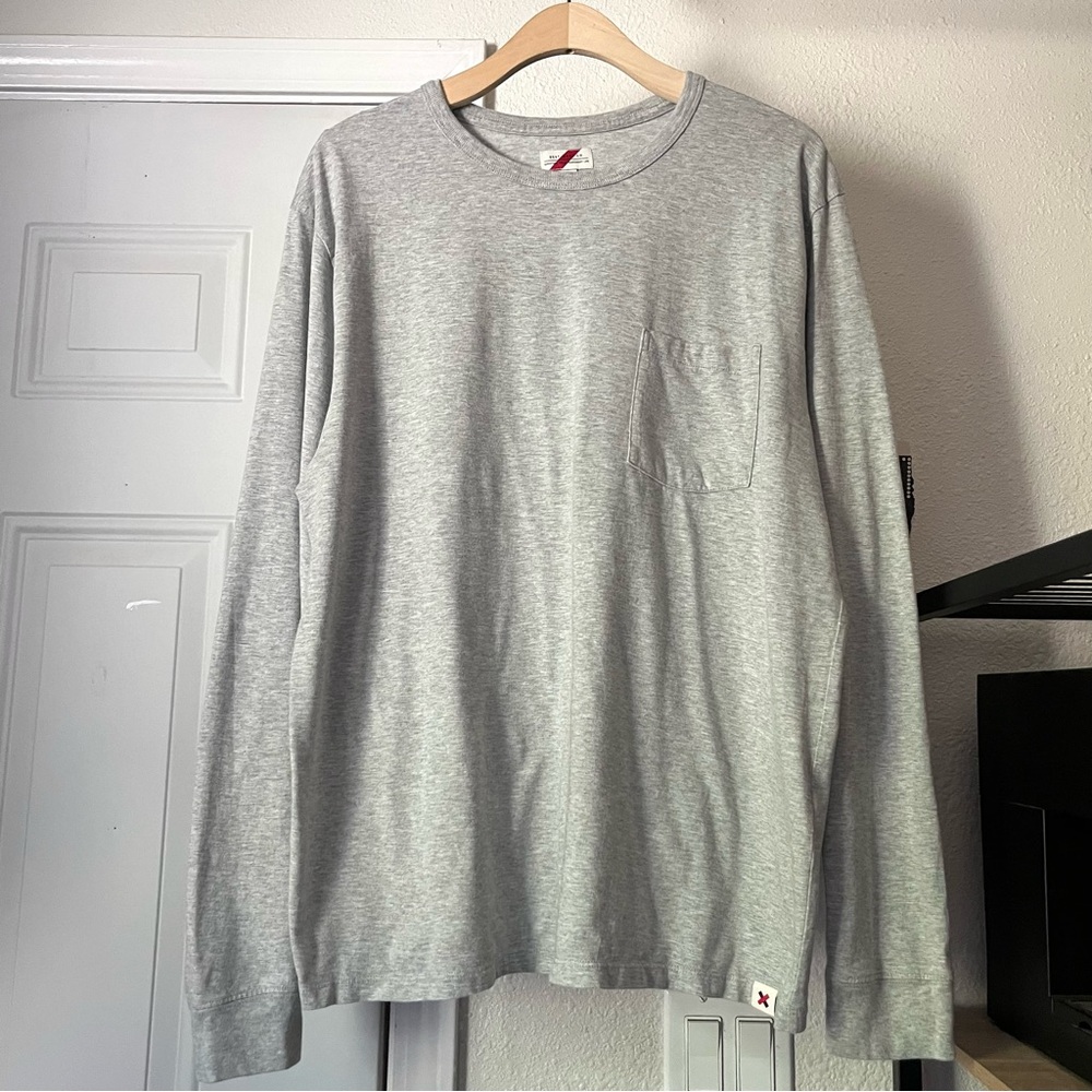 BEST MADE CO. Heather grey supima cotton crew neck‎ long sleeve tee tshirt